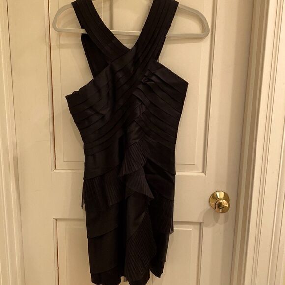 BCBG Max Azria black wrapped cocktail dress - Picture 1 of 5